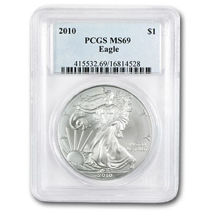2010 1 oz USA Silver Eagle MS-69 PCGS